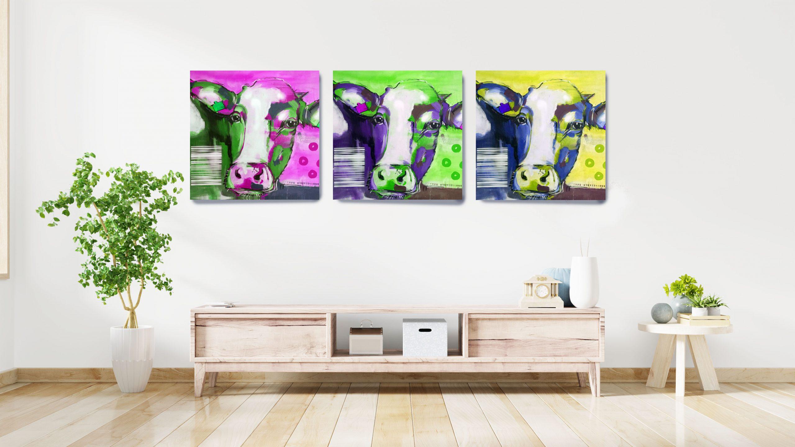 Kunstdruck auf Leinwand Kuh | Atelier Rogge Pop Art | Lila Stefanie