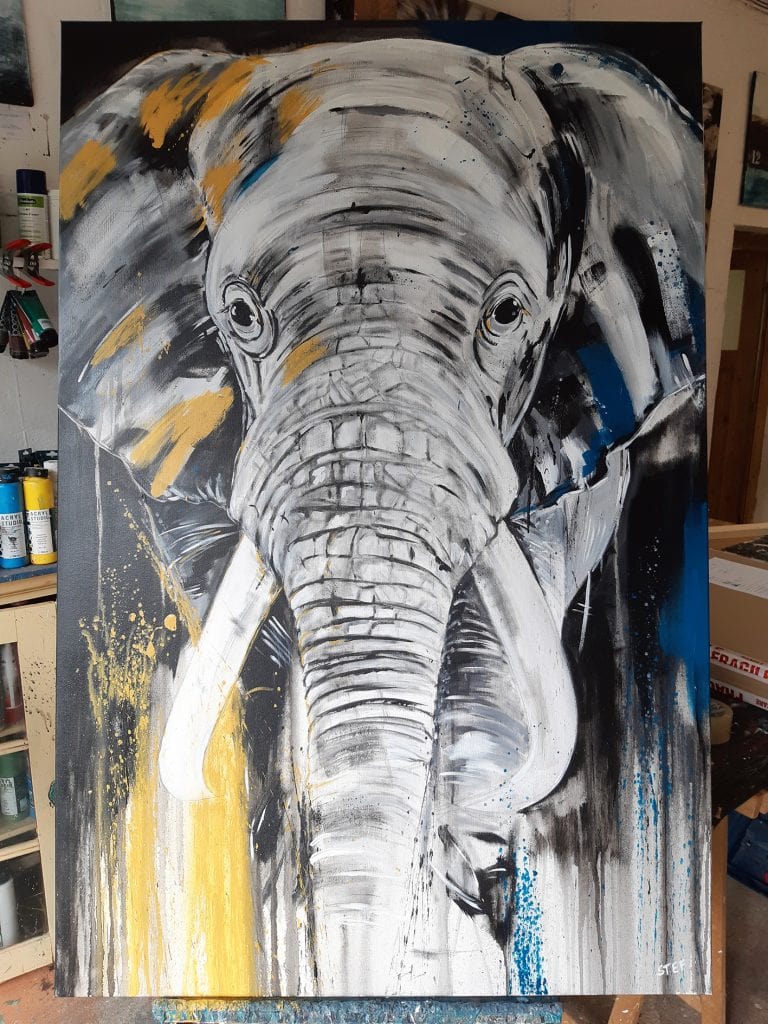 Gemälde „Elefant #1”, zeitgenössische Kunst