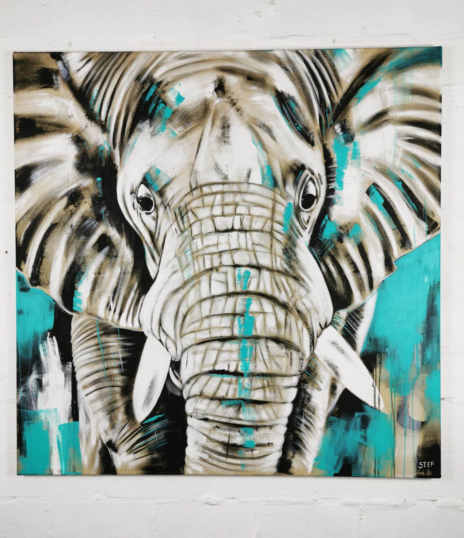 Leinwandbild Stefanie Rogge #24- Elefant Atelier - modernes