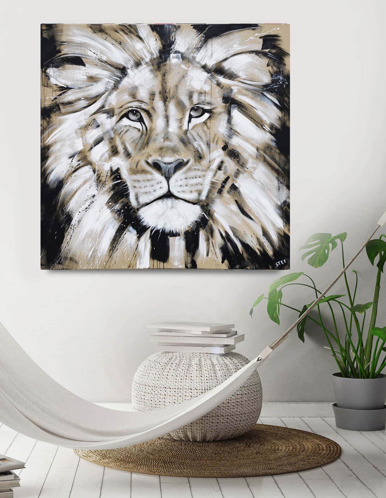 Löwe #19 | Leinwandbild im Kunst Schwarz - Shop Löwe Weiß
